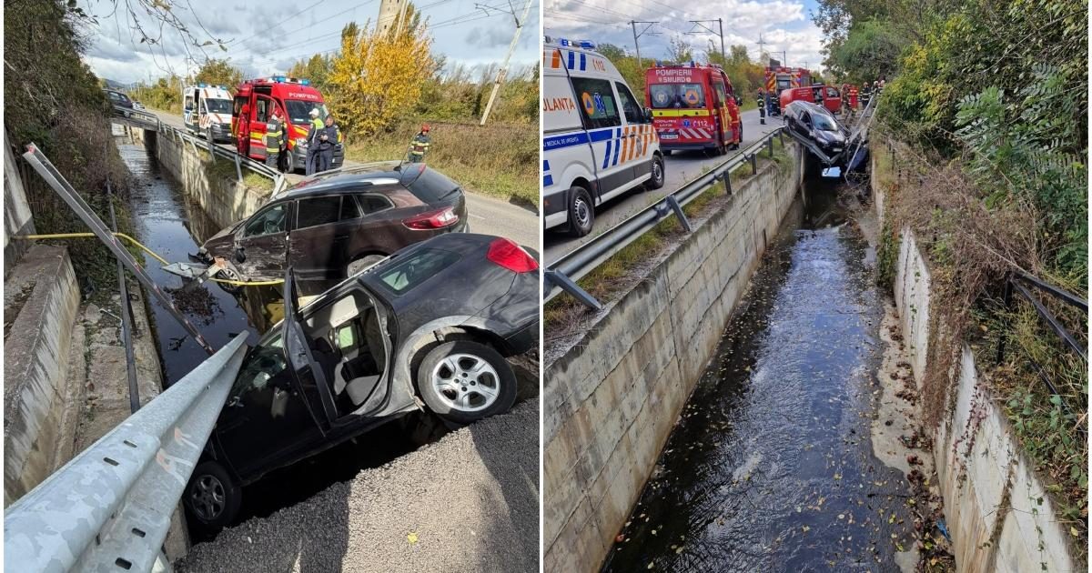 O manevră periculoasă a dus doi șoferi cu mașinile în șanț. Accident cu o victimă în Prahova (Foto: Observator (Antena 1))