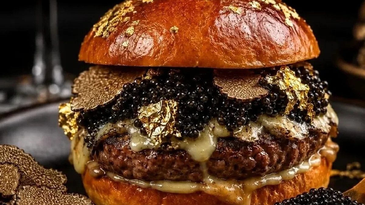 Un burger imperial de 6.500 de euro, servit la un restaurant din București, poate fi împărțit de opt persoane. (Foto: Știripesurse)