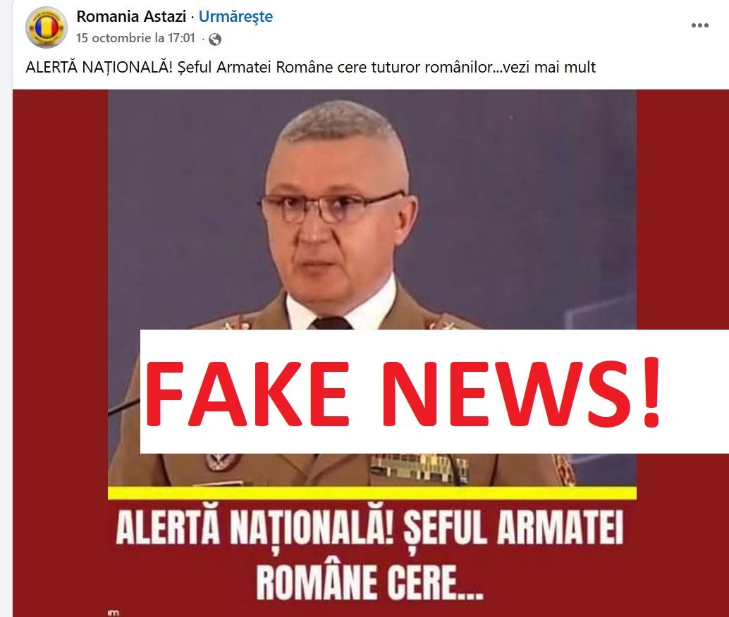 MApN a semnalat postări alarmiste pe Facebook despre declarații atribuite șefului Armatei (Foto: G4Media)