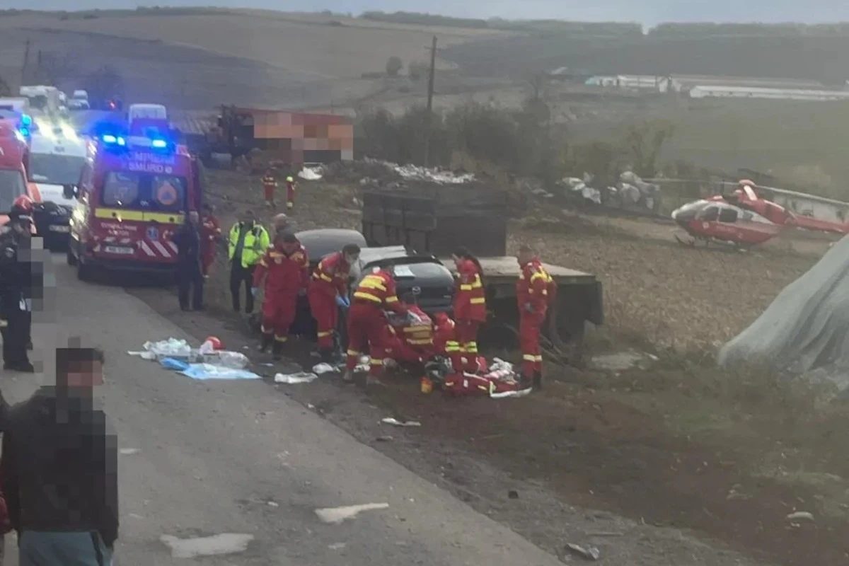 Accident rutier cu patru victime, una în stop cardio-respirator, în Mureș! Intervine elicopterul SMURD (Foto: Realitatea)
